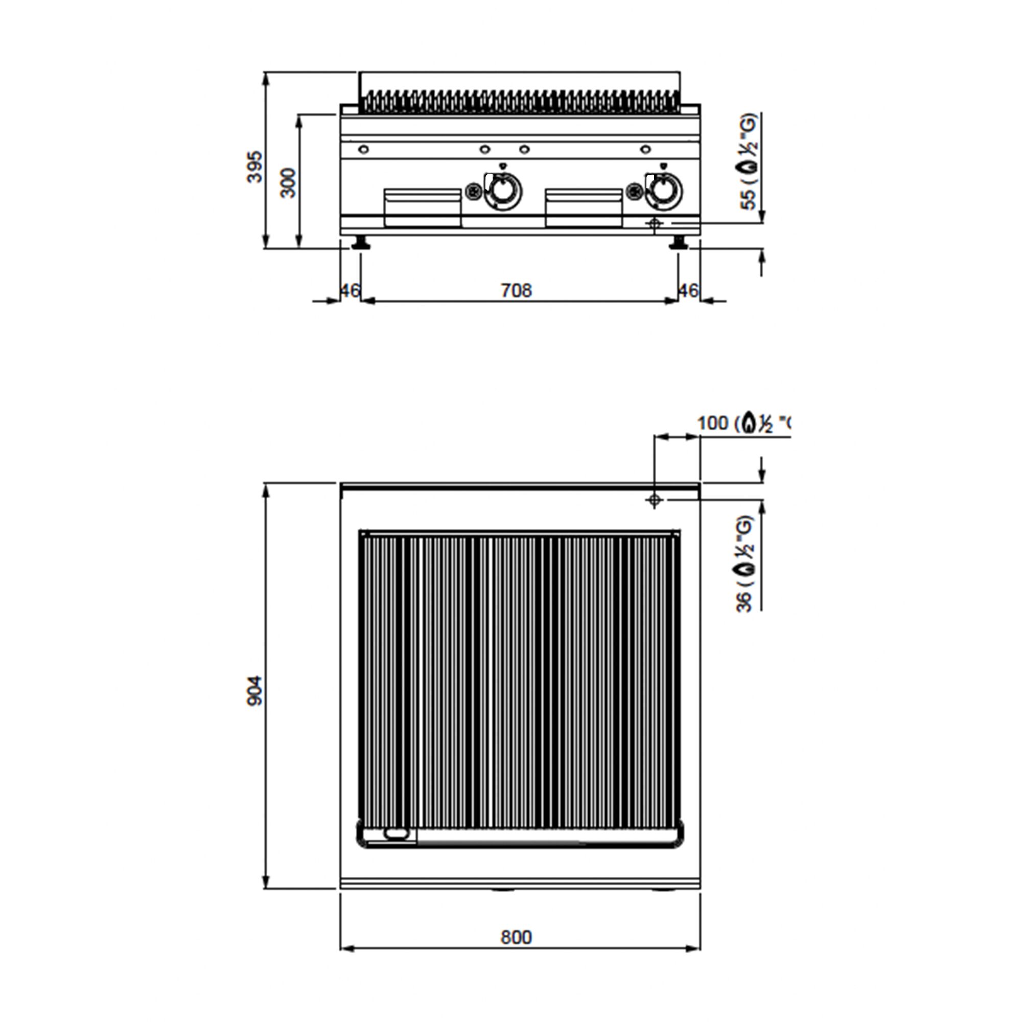 Grill à pierre de lave à gaz – 18 kW