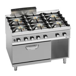 Gasfornuis - Paolo 900 - 1200x900mm - 51,8 kW - 6 pits - incl. gas statische oven - 7,8 kW