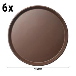 (6 pieces) CAMBRO | CAMTREAD® Non‑Slip Serving Tray – Brown Fibreglass – Round Ø 450 mm