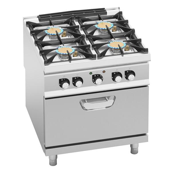 Kaasuliesi Paolo 900 ‑sarja - 800x900x940 mm - 44,68 kW - 4 poltinta - sis. sähköuuni, kiertoilma - 4,68 kW