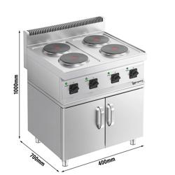 Elektrisk spis - 4x plattor rund (10,4 kW) inkl. underrede | kokspis | spis med plattor | restaurangspis | spis