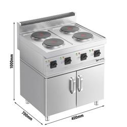 Fogão elétrico - 4 placas redondas (10,4 kW) incl. estrutura de base | Cozinha | Fogões Cozinha profissional | Forno