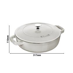STAUB | Enameled Cast Iron Round Braiser – Ø24 cm - White Truffle - Self-Basting Chistera Lid - Oven-Safe to 240 °C