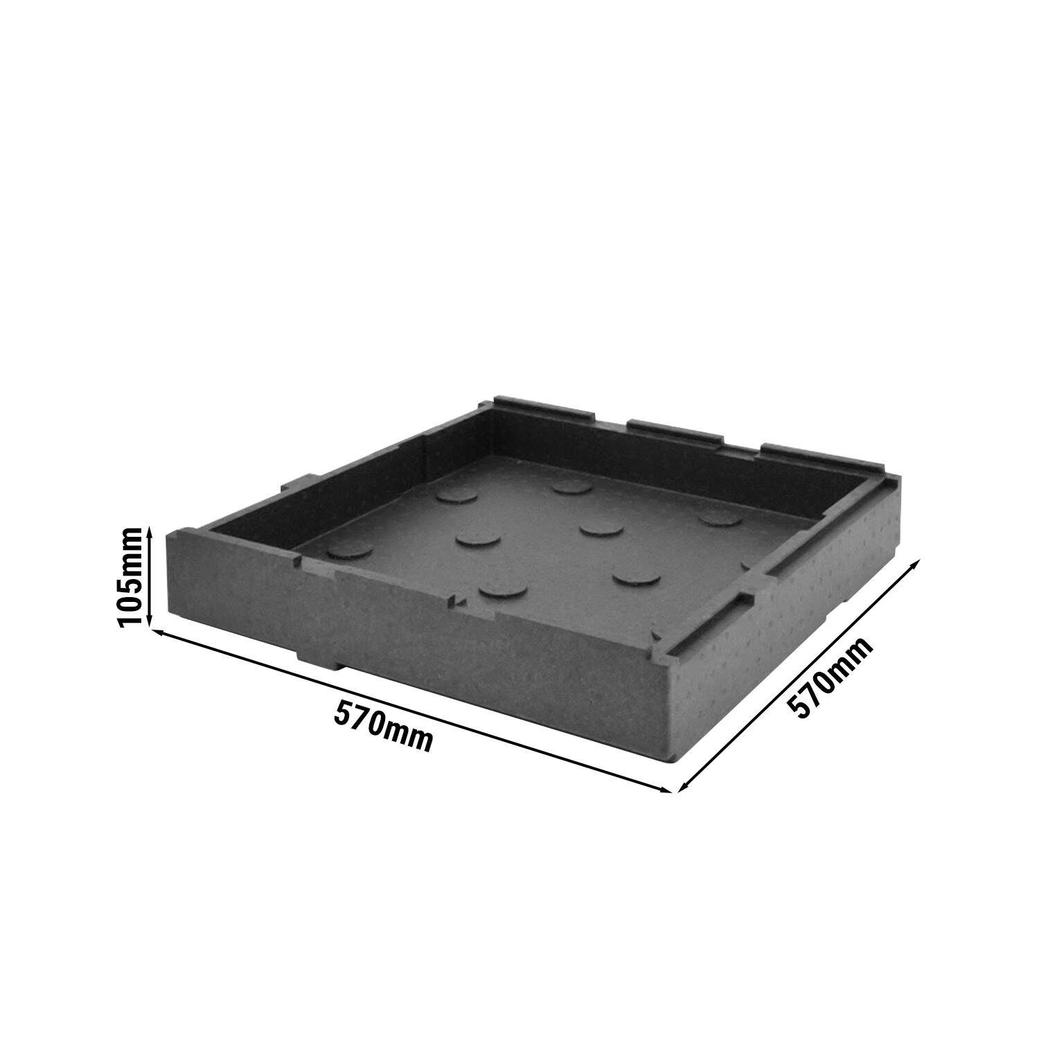 Base pour conteneur isotherme empilable - Pizza System Family - 570x570x105mm - compatible avec Pizza System Family