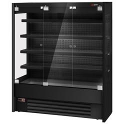 Murale Refrigerato Professionale - 1585mm - +1°/+10°C - con 3 porte a battente in vetrocamera senza cornice & 4 ripiani - Nero