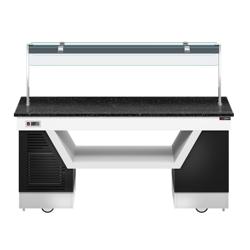 Banco buffet professionale refrigerato BELFAST - 2000mm - con piano refrigerato - su ruote - Nero - Self Service