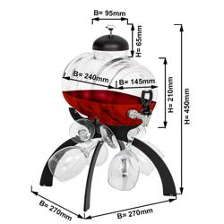 Dispensador de bebidas - 4L - Vidrio transparente - con grifo - incl. 4 copas para vino