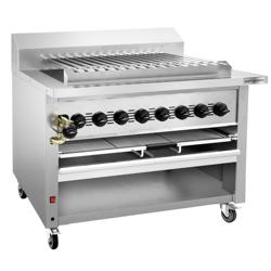 Griglia ad alte prestazioni a gas - 36,2kW - Su mobile - Acciaio inox - per 15 spiedi a rotazione automatica - per Adana e Shish Kebab
