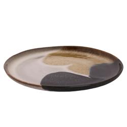 (4 st) AQUAREL - Tallrik - flack - stengods - Ø 28 cm - beige/blå