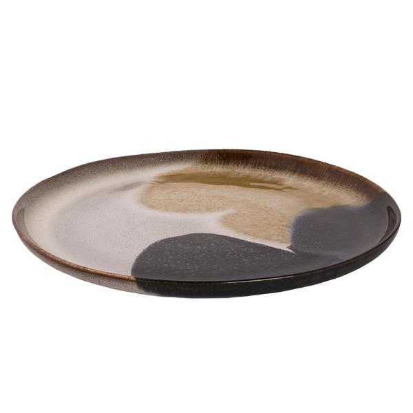 (4 st) AQUAREL - Tallrik - flack - stengods - Ø 28 cm - beige/blå