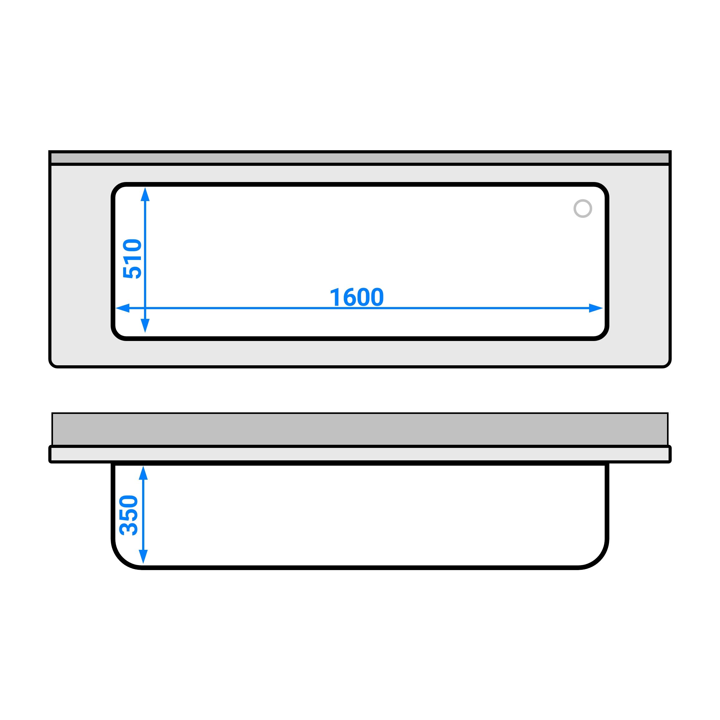 Plonge à marmites en inox ECO - 2000x700mm - avec étagère basse & 1 bac