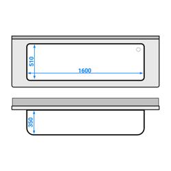 Stół ze zlewem ECO - 2000x700x950mm - z półką - 1-komorowy komora pośrodku