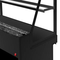Présentoir à pain TORONTO - 1800x800mm - Façade noire - 1 étagère en verre - Éclairage LED