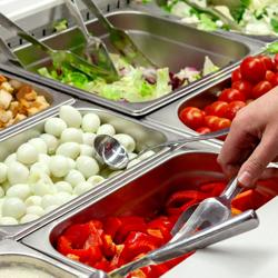 Saladette PREMIUM - 1368mm - 3 deuren - met rechte glazen opzetvitrine voor 4x GN 1/1