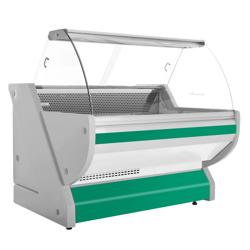 Masný pult - 1525x1150x1310 mm - 300 l - Barva zelená - se skleněným čelem - žulová pracovní deska