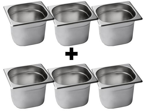 (6 pieces) Gastronorm Container - 1/6 - Stainless Steel - 150 mm