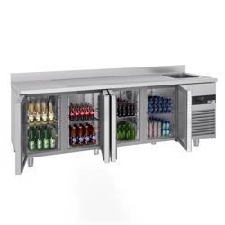 Hűtött munkaasztal PREMIUM - 2360x720 mm - GN 1/1 - 540 liter - ventilációs - 4 ajtóval - 1 medencével - felhajtással