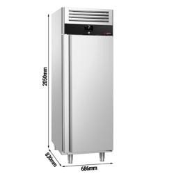 Lednice PREMIUM - GN 2/1 - 686 mm - 500 l - až +10 °C - s 1 dveře - Digitální termostat; LED osvětlení; Ventilované chlazení; Automatické odmrazování; Uzamykatelné dveře