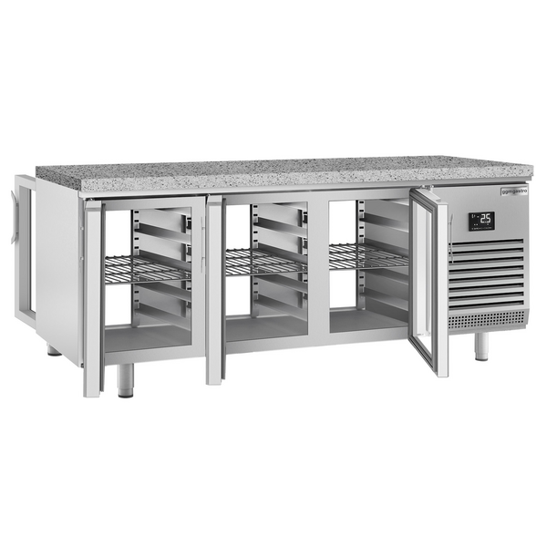 Bakkerij koelwerkbank Premium PLUS - 2185x800mm - met deuren aan beide zijden & granieten werkblad
