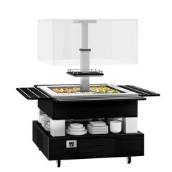 Banco buffet professionale refrigerato DUBLINO - 1700mm - con vasca refrigerata - su ruote - per 4x GN 1/1 - Nero - Self Service