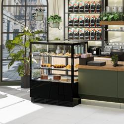 Gebaksvitrine - 378 liter - 1000mm - Dubbele beglazing - spiegelfront - met 2 glazen planken - schuifdeuren achter - Zwart