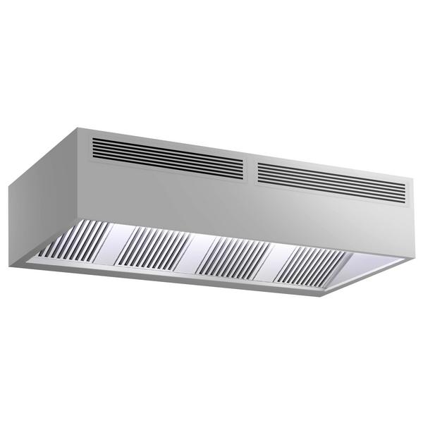 Indukciós befúvású fali elszívóernyő - 2500 mm - motor nélkül - zsírfogó (labirint) szűrővel