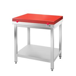 Table de travail en inox PREMIUM - 600x700mm - avec fond de base sans rebord y compris plaque de découpe	