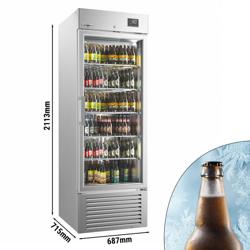 Drickakyl SUPERCOOLER - 687 mm - 500 liter - med digital termostat - invändigt i rostfritt stål - 1 glasdörr & LED‑belysning - kyler ner under 0 °C