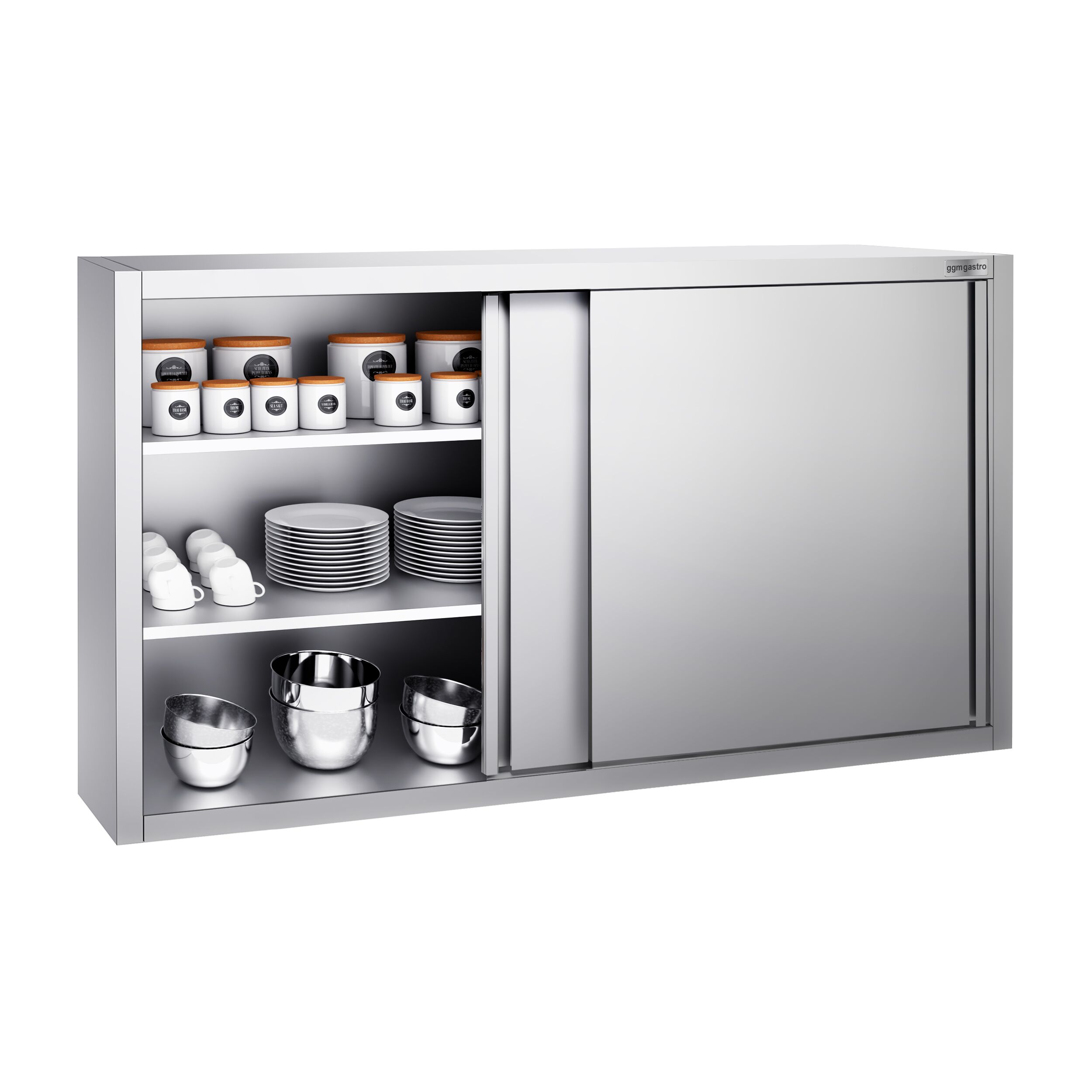 Armoire murale en acier inoxydable PREMIUM - 1600x400mm - avec portes coulissantes - 1000mm de haut