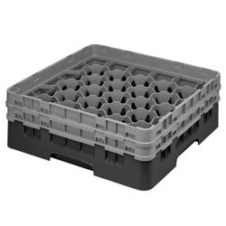 CAMBRO | CAMRACK® - Кошик для миття склянок 1/1 - 30 секцій - з 2 надставками - 500x500 мм - Чорний