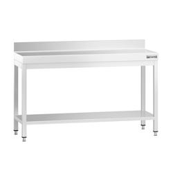 Edelstahl Arbeitstisch PREMIUM - 1400x700mm - mit Grundboden & Aufkantung