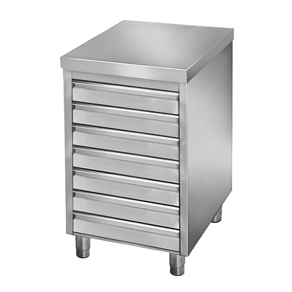 Szafka szufladowa PREMIUM z 7 szufladami na kulki z ciasta do pizzy - 500x700mm	