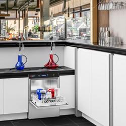 Double-skinned Undercounter Commercial Dishwasher - 500mm Basket - Digital Controls - 4.9kW - with Drain, Rinse Aid & Detergent Pumps