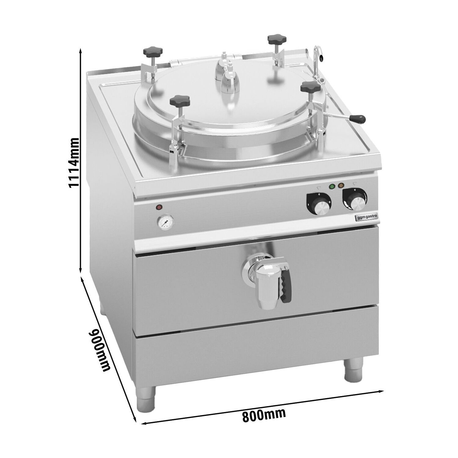 Marmite sous pression électrique - 100L - 16kW - Chauffage indirect - avec arrivée d’eau