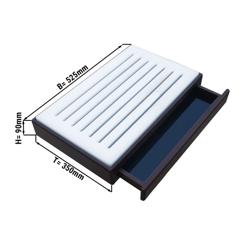 Tabla de cortar el pan con cajón recogemigas - 525x350mm - Grosor: 90mm - Polietileno (plástico) - Blanco - cajón recogemigas extraíble