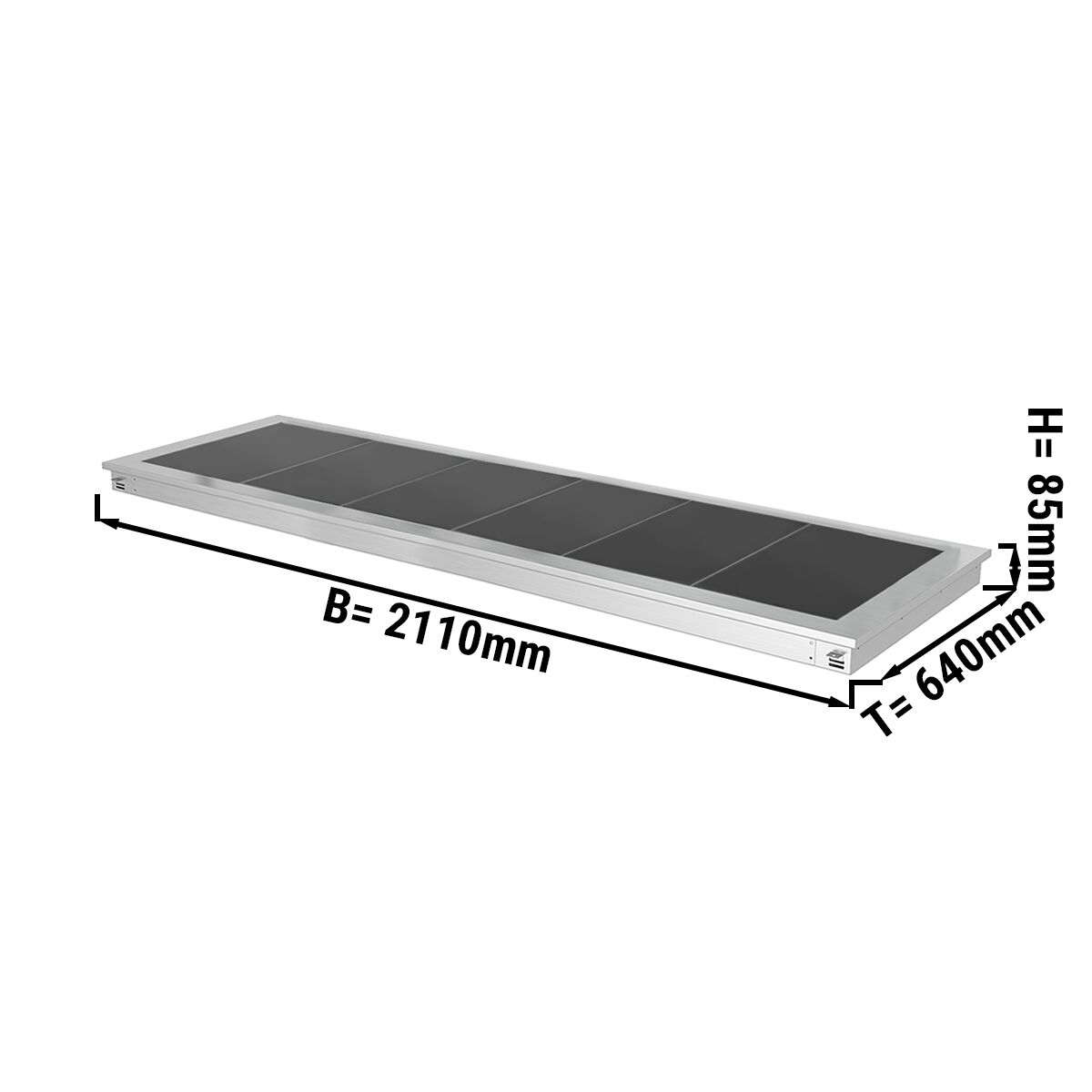 Plaque chauffante encastrable - 2100 mm - 6x GN 1/1 - 2,7 kW