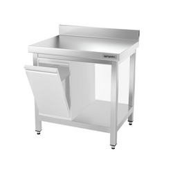 Table de travail en inox PREMIUM - 700x700mm - avec fond de base, rebord & contreventement	