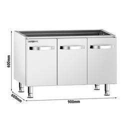 Onderstel - 900x600x(H)600mm - RVS AISI 304 | met 3 deur(en) | in hoogte verstelbare voeten | 4-zijdig gesloten - passend voor GHK9636HP & GHK9636