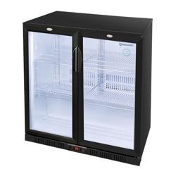 GASTRO-COOL | Barkoelkast - 900mm - 200 liter - 2 glazen vleugeldeuren - Zwart
