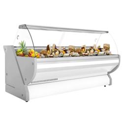 Koeltoonbank - 2965x1150mm - 570 liter - kleur wit - gebogen ruit - granitén werkblad