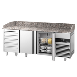 Pizzakylbänk PREMIUM - 2100x800mm - 2 dörrar och 5 lådor