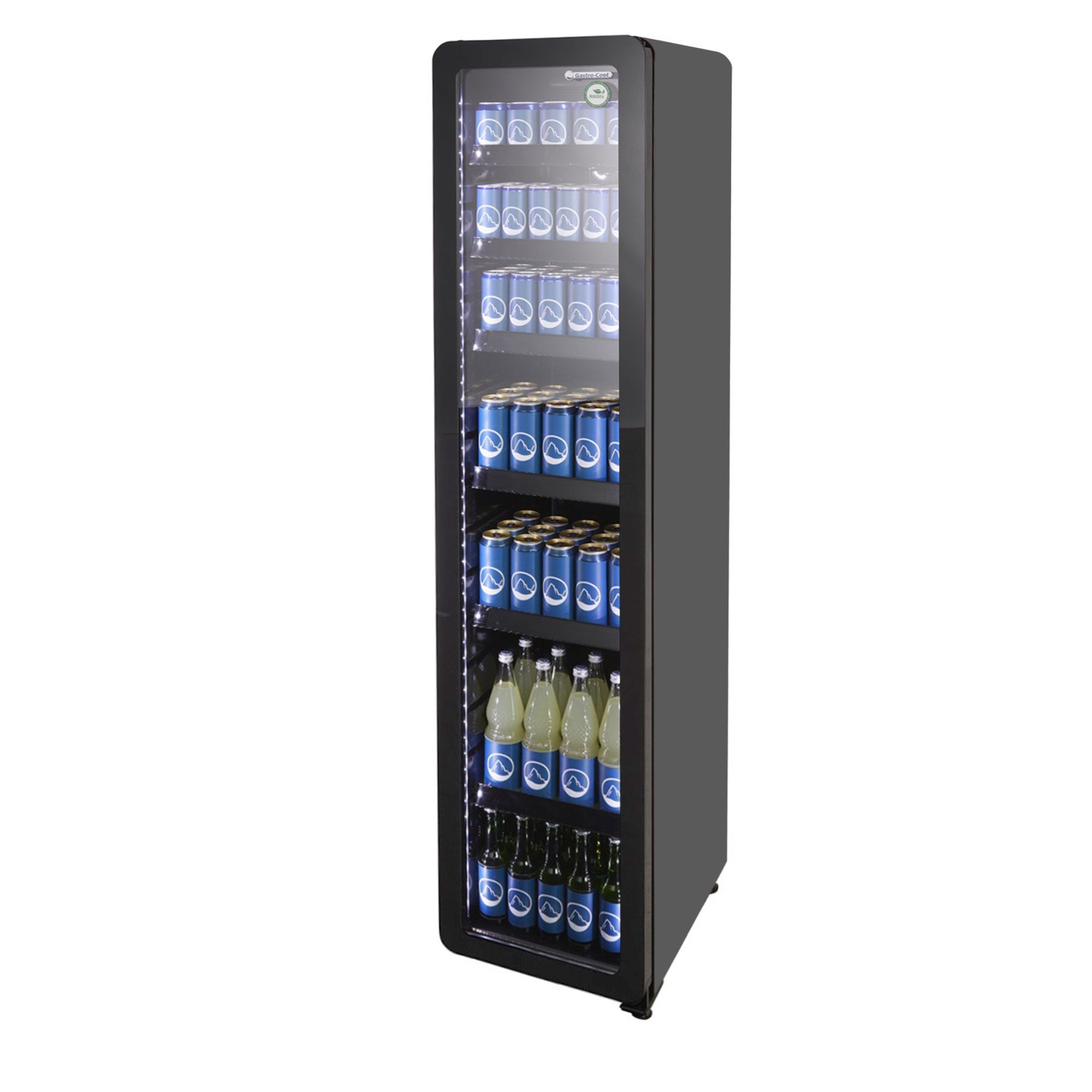 GASTRO-COOL | Vitrine réfrigérée à boissons - 212 litres - étroit - avec 1 porte en verre - Noir