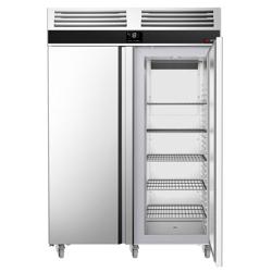 Horeca vrieskast rvs PREMIUM - GN 2/1 - 1400L - 2 glazen deuren - wielstel