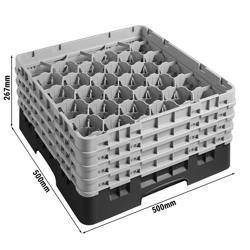 CAMBRO | CAMRACK® - Bardak yıkama sepeti 1/1- 30 bölmeli- 4 uzatıcılı - 500x500mm  - Siyah