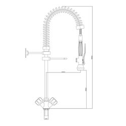 Enkel gat voorspoeldouche 7000 - met wandmontage, 2-knops, sproeier/handdouche, muurstang/haak, G1/2 - 565mm