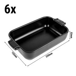 (6 sztuk) PEUGEOT | APPOLIA - Naczynie ceramiczne do zapiekania - prostokątne - satynowa czerń - 220mm	