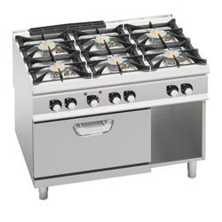 Gasfornuis - Paolo 900 - 1200x900x940mm - 48,7 kW - 6 pits - incl. elektrische heteluchtoven - 4,68 kW