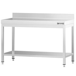 Edelstahl Arbeitstisch PREMIUM - 1200x700mm - mit Grundboden & Aufkantung