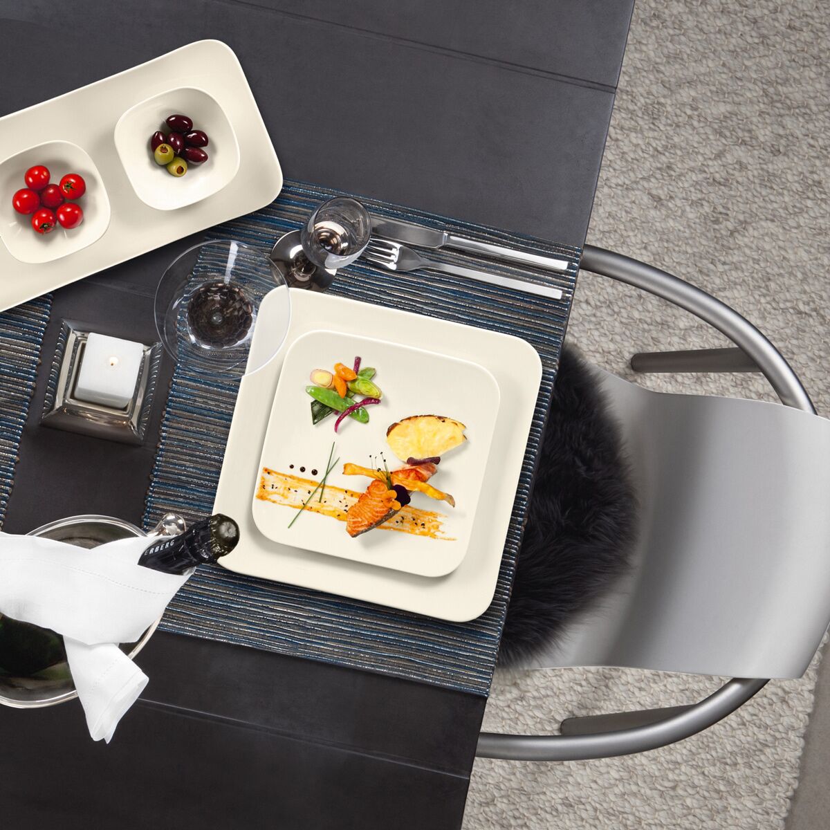 (4 pièces) SELTMANN WEIDEN | Assiette coupe – plate carrée – 290 × 290 mm