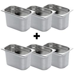 (6 pieces) Stainless steel Container GN 1/4 - Height: 200mm